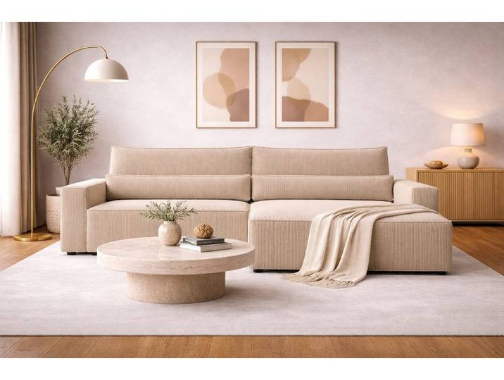 ROYAL24_MARKT Ecksofa - Brazil - mit Schlaffunktion & Bettkasten, Ecksofa 1 Teile, Schlaffunktion, Bettkasten, HR-Schaum, Wellenfederung