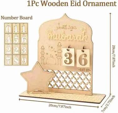 Inspire Select Wooden Ramadan Countdown Calendar Eid Mubarak Ramadan Kareem Ornament For Islamic Home & Eid Al Adha Decor 7