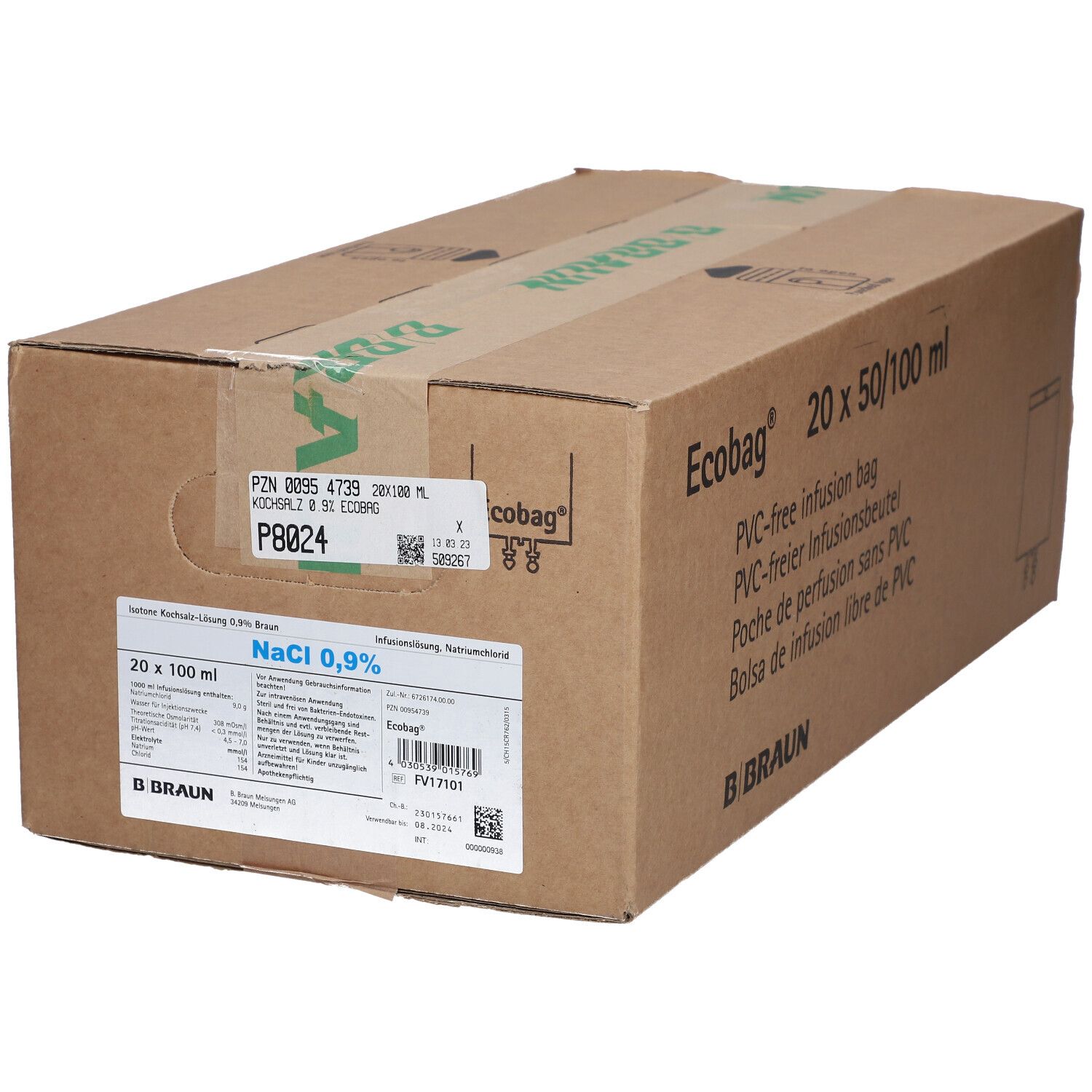 Kochsalzlösung 0,9% Braun Ecobag 20x100 ml Infusionslösung