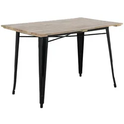 Bolero Bistro Esstisch Mangoholz-Lattenplatte Schwarz 1200mm