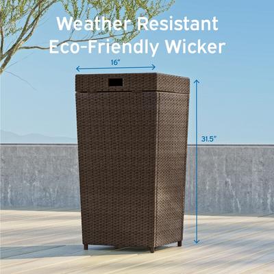 Nestl Outdoor Trash Can with Lid - 30 Gallon Durable Wicker Garbage Can for Patio