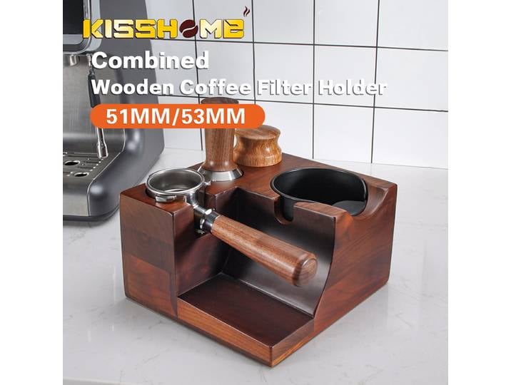 Porte-filtre à café en bois pour album, distributeur d'espresso, support de polymères inviolables, accessoires de cafetière, cadeau Barista, 51mm, 53mm