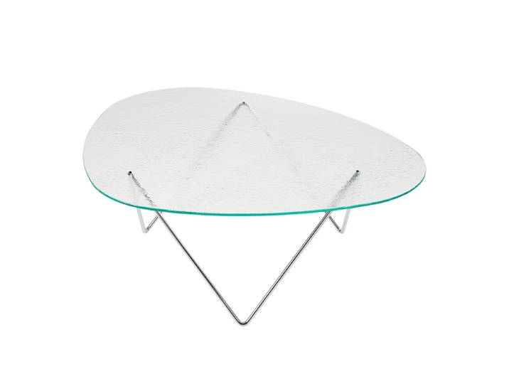 GUBI - Pedrera Couchtisch, Chrom / Glas strukturiert transparent