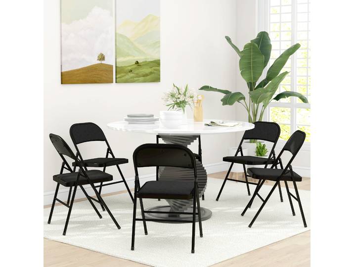 HOMCOM Set 6 Chaises Pliantes Rembourrées Polyester Acier Noir