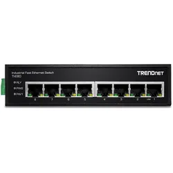 Trendnet Industrie Switch 8 Port Fast Ethernet L2 DIN-Rail (8 Ports), Netzwerk Switch, Schwarz