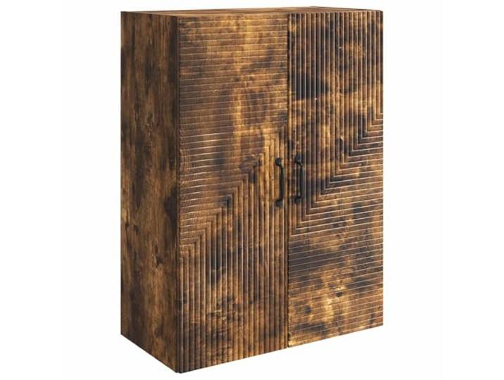 HKLGBVCR Wandschrank, rauchfarbene Eiche, 66 x 34,5 x 90 cm, Holz Wandschrank, Vintage-Regal, Wohnzimmerregal, Ingenieurholz, hängendes Design, einfache Wartung