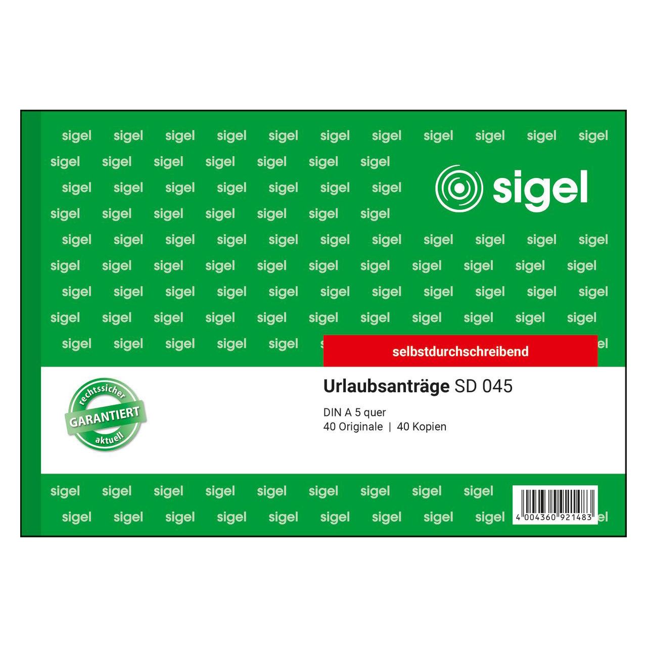 SIGEL Urlaubsabwesenheitsmeldung Formularbuch SD045