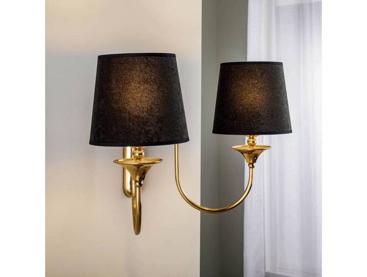 Wandlamp Baranio, dimbaar, messing / goud, Woon-/ Eetkamer, Messing, Wandlamp