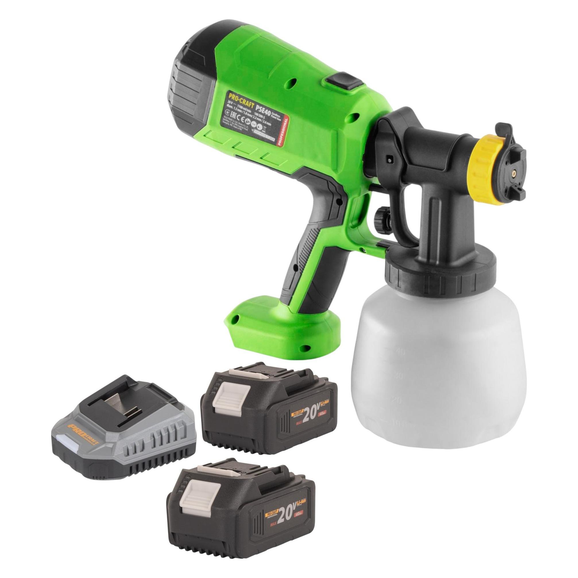 Procraft PSE40bb Akku Farbspritzpistole 20 V + 2x Akku 4,0 Ah + Ladegerät (PSE40bb)