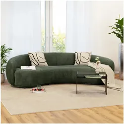HOME DELUXE Sofa CASARA Webstoff Dunkelgrün - 258 x 128 x 72 cm