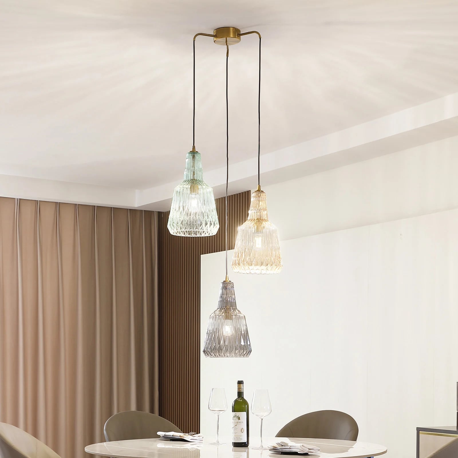 Lindby Belarion 3 Cluster Hanglamp - Multicolor Glas en Metaal - Dimbaar