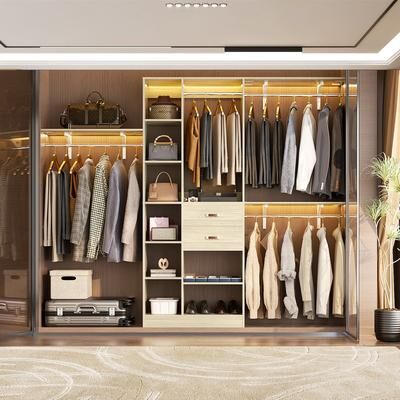 Rackcog 31.5'' to 96'' W Closet Organizer System with Drawers and Tower Shelves for Reach-in and Walk-in Closet