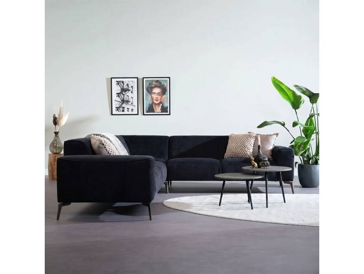Bronx71 Ecksofa Vegas Samt schwarz links/rechts