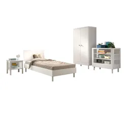 JUGENDZIMMER SET 90x200 Keeley Buche Weiß Holz Regal Komfort Stabil