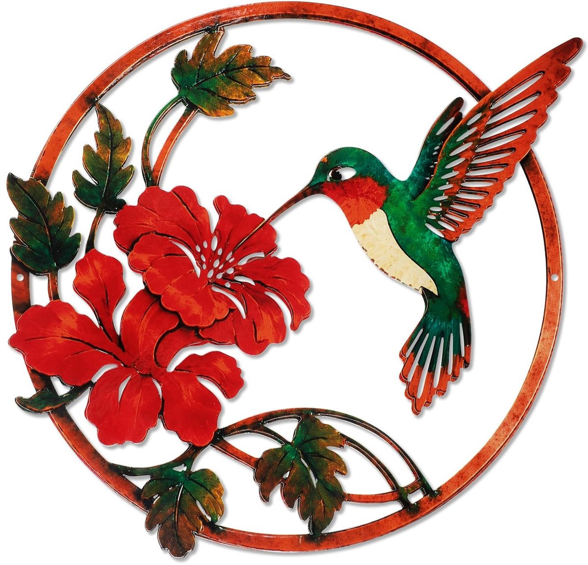 Solidchoice Decoratieve Vogel Wanddecoratie van Metaal - Rood