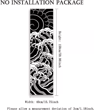 Inspire Picks VIKAMA Japanese Wave Tapestry Red Sun Ocean Wall Hanging Aesthetic Decor bu 2 40x150cm(1.3x5ft