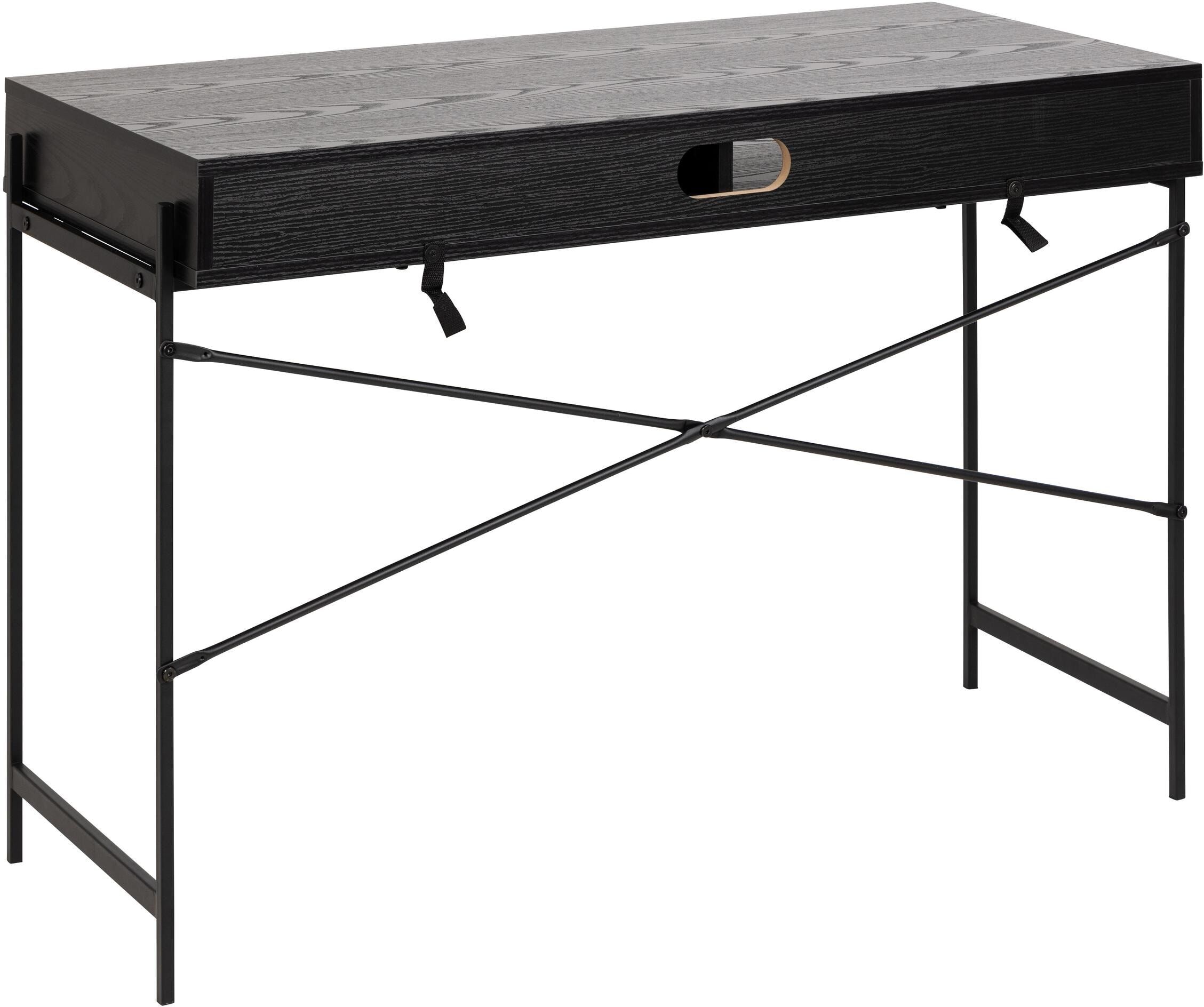 Schreibtisch AC DESIGN "Angus", schwarz (schwarz matt), B:110cm H:75cm T:50cm, Tische, Schreibtisch schwarz matt B/H/T: 110cm x 75cm x 50cm