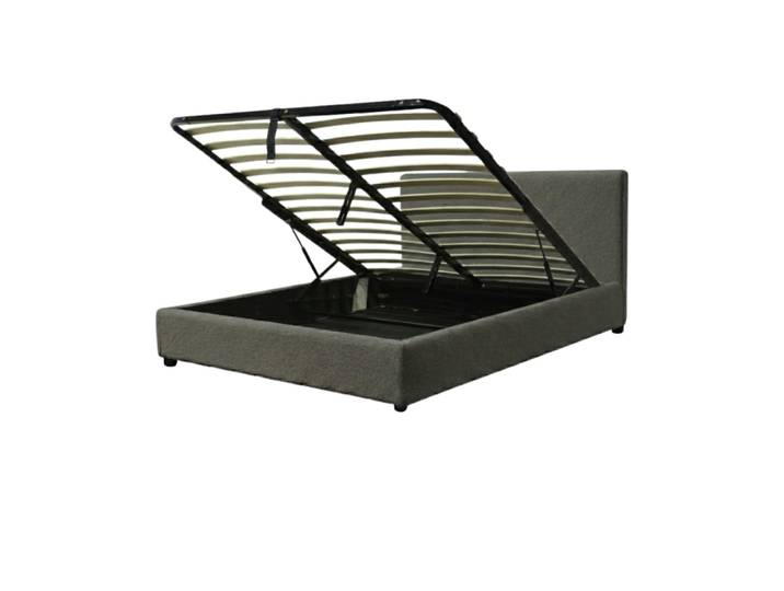 Lit coffre en bouclette grise 140x190cm