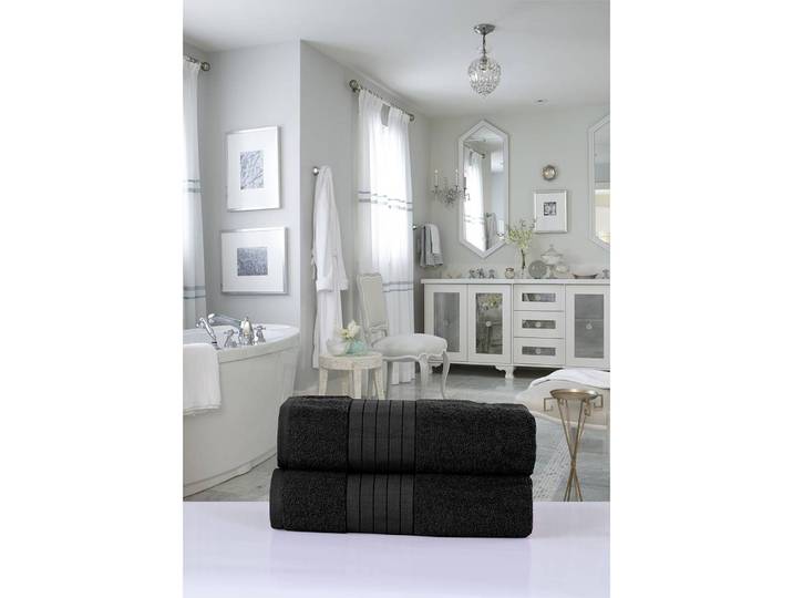 Serviettes de bain Cindy lot de 2 Noir/Noir