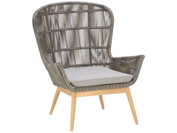 Amatio Loungesessel, Taupe, Teakfarben, Graubraun, Holz, Metall, Textil, Teakholz, massiv, konisch, 76x105x85 cm, Gartenmöbel, Loungemöbel, Lounge-Serien