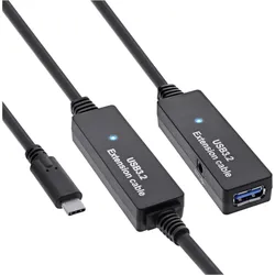 INLINE USB 3,2 Gen,1 Aktiv-Verlängerung, USB-C Stecker an USB-A Buchse, 15m