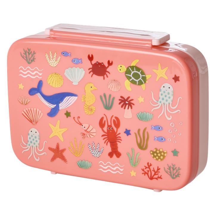 Rice - Plastic Lunchbox with 6 Rooms - Coral Ocean Print - Coral (BXLUN-OCEI)