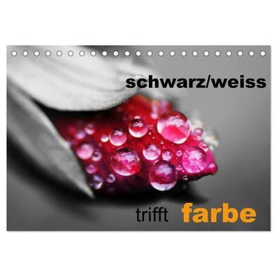 schwarz/weiß trifft farbe (Tischkalender 2027 DIN A5 quer), CALVENDO Monatskalender