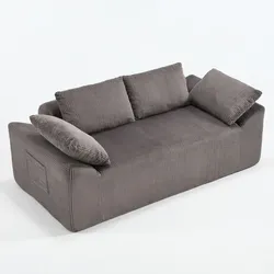 MODFU Bodensofa Stoff Braun/Grau mit Memory-Schaum und Seitentaschen