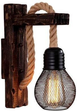 Inspired Living Vintage Hemp Rope Wood Wall Sconce Industrial Up Down Light b 6 10w