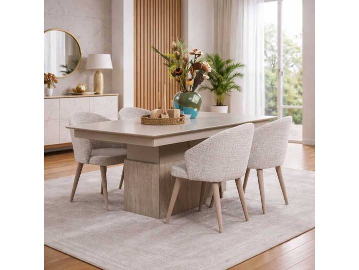 Xlmoebel Esstisch Beiger Holz Tisch im modernen quadratischen Design, Made in Europa