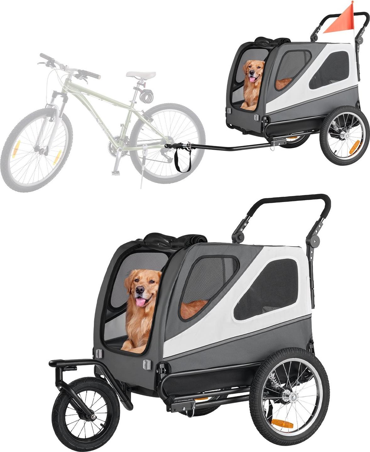 Hundefahrradanhänger - 2-in-1 Hundeanhänger - Für kleine & große Hunde bis 45 kg - Klappbarer Rahmen - Schnellspanner-Räder - Universalkupplung - Maße 139 x 77 x 84,5 cm