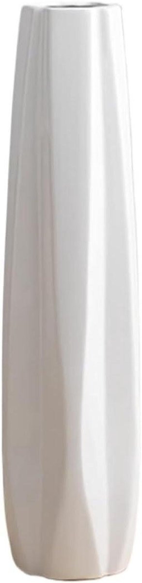 Wit Keramische Vloervaas - Decoratieve Hoge Vaas - Hoogte: 61 cm