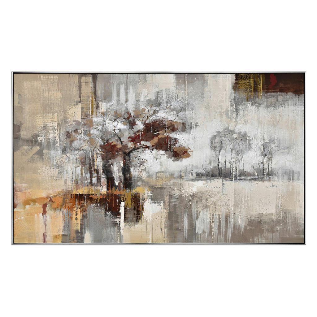 Monee Ölgemälde , Braun, Grau, Weiss , Holz, Textil , Kiefer , vollmassiv , rechteckig , 120x70 cm , handgemalt , Bilder & Rahmen, Bilder, Ölbilder