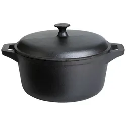 Allgrill Gusseisen-Topf mit Deckel, rund, schwarz, 27,5 cm, 6,5 l, für alle Herdarten