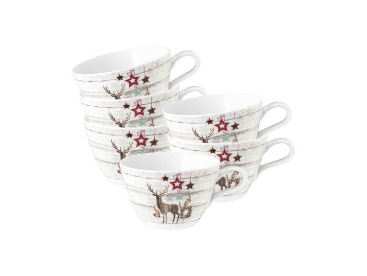 MILCHKAFFEETASSEN Life Christmas weiß-braun 370 ml 6er Set
