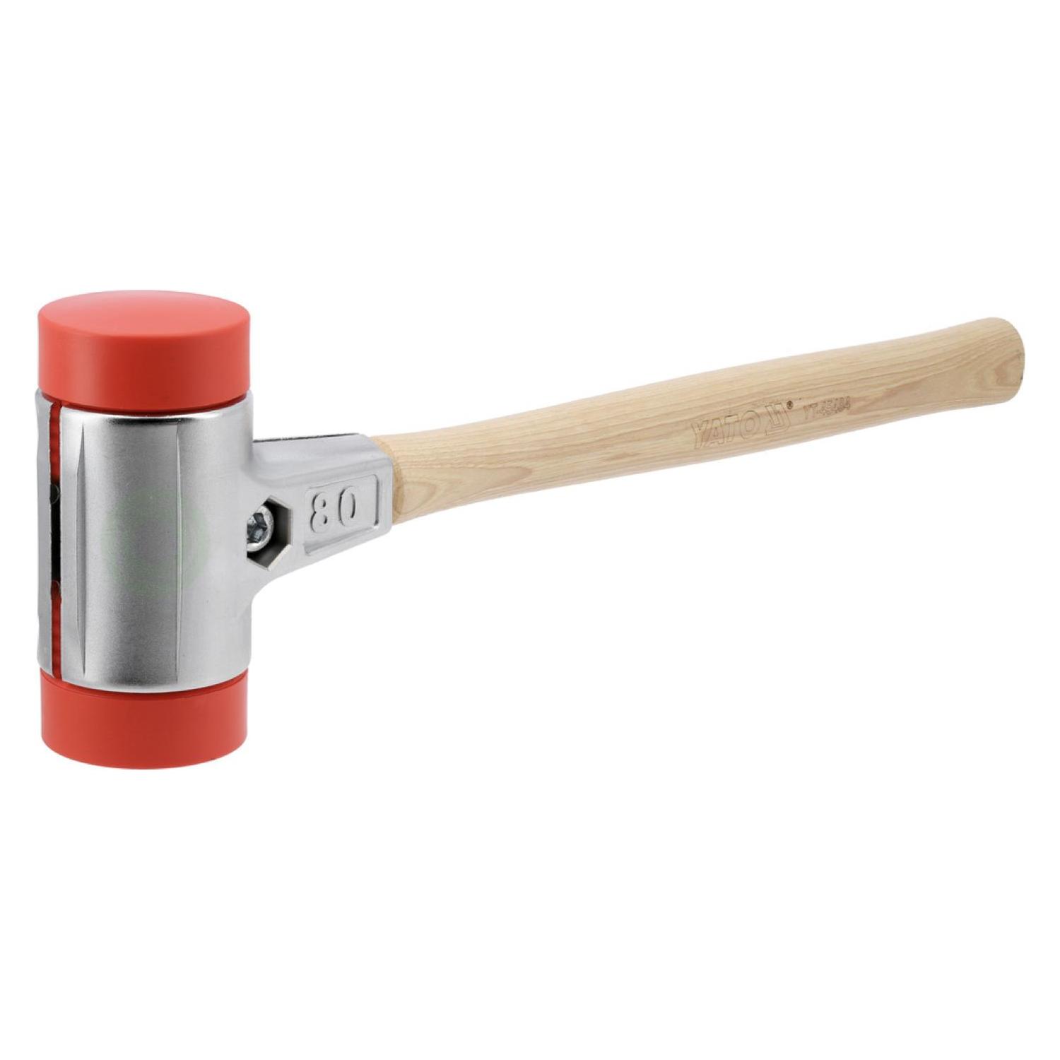 Yato Pflasterhammer Schonhammer, 80 mm,Gummihammer, Einsätze Ultra-Polyethylen (2870 g) (YT-45484)