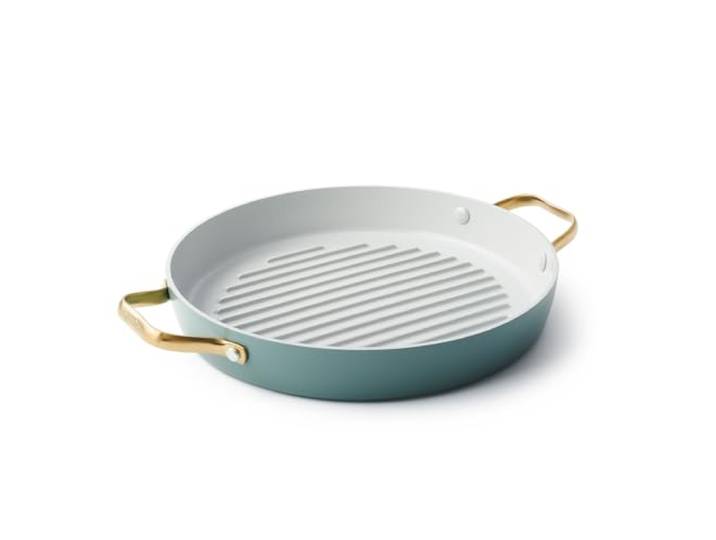 GreenPan Padova harteloxierte gesunde Keramik-Antihaftbeschichtung, 27,9 cm Grillpfanne mit Deckel, schwarz