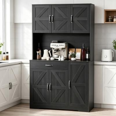 CLICKBIN 41 inch Pantry Large Capacity Kitchen Hutch Storage Cabinet with Charging Station - N/A