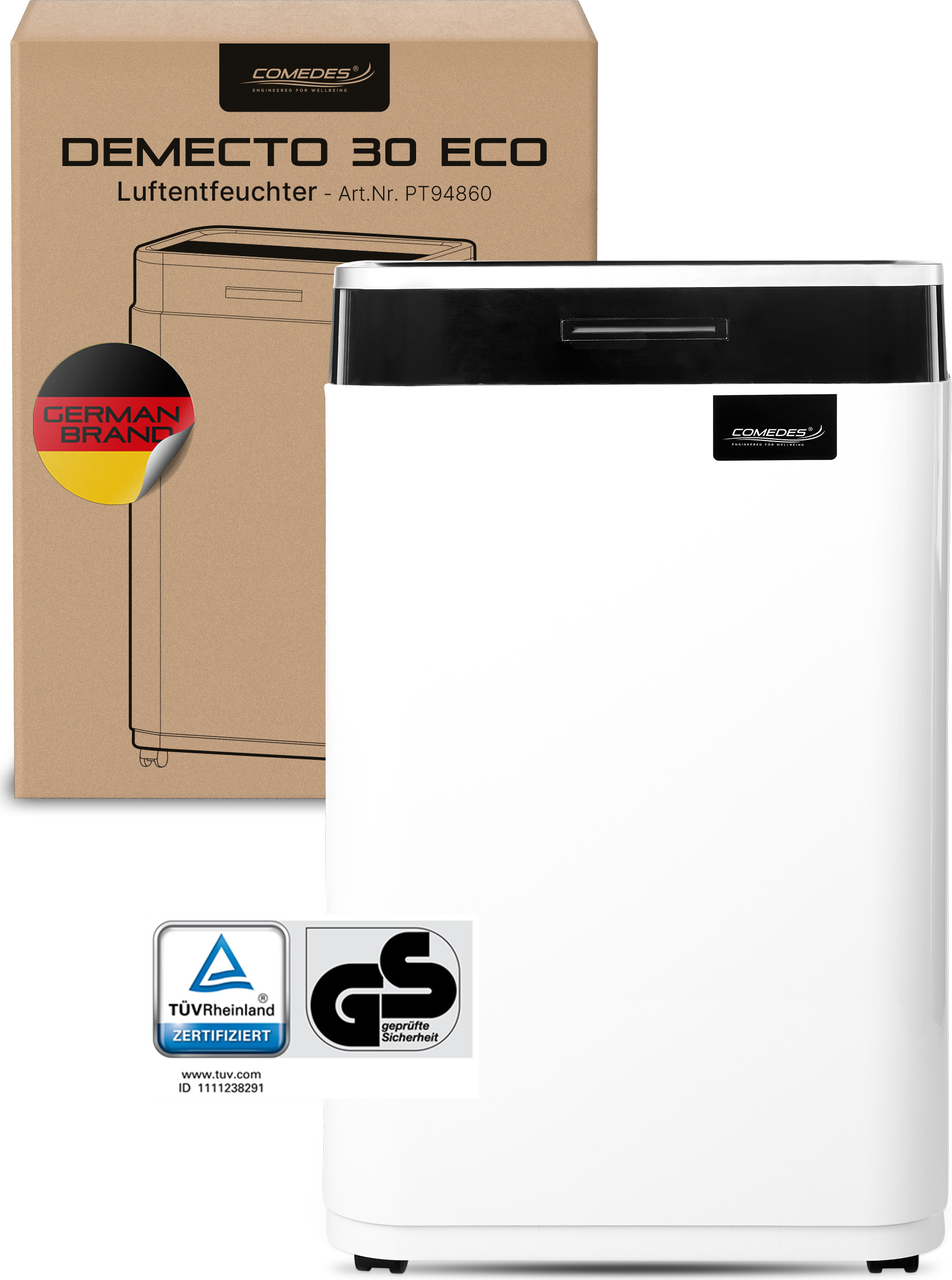 Luftentfeuchter Comedes Demecto 30 eco, bis 50m², 25 Liter/Tag