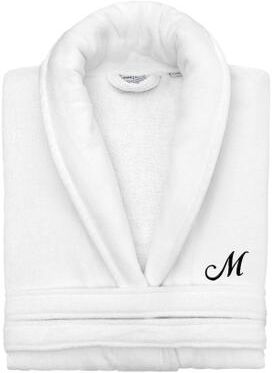 Authentic Hotel and Spa 100% Turkish Cotton Personalized Unisex Anovia Velour Bathrobe - Black Script Font