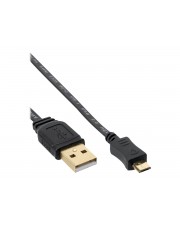 InLine USB-Kabel Micro-USB Typ B M bis USB M 3 m flach Schwarz (31730F)