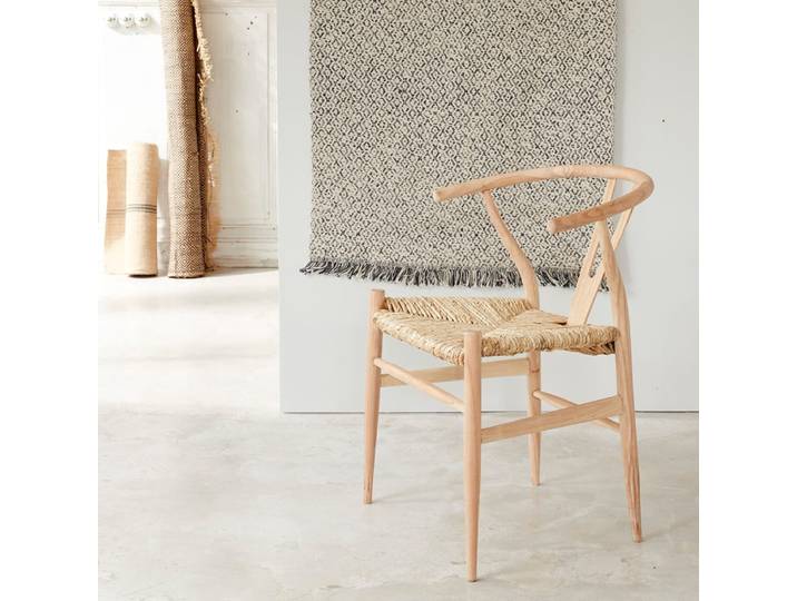 Chaise en mindi massif assise tisssée