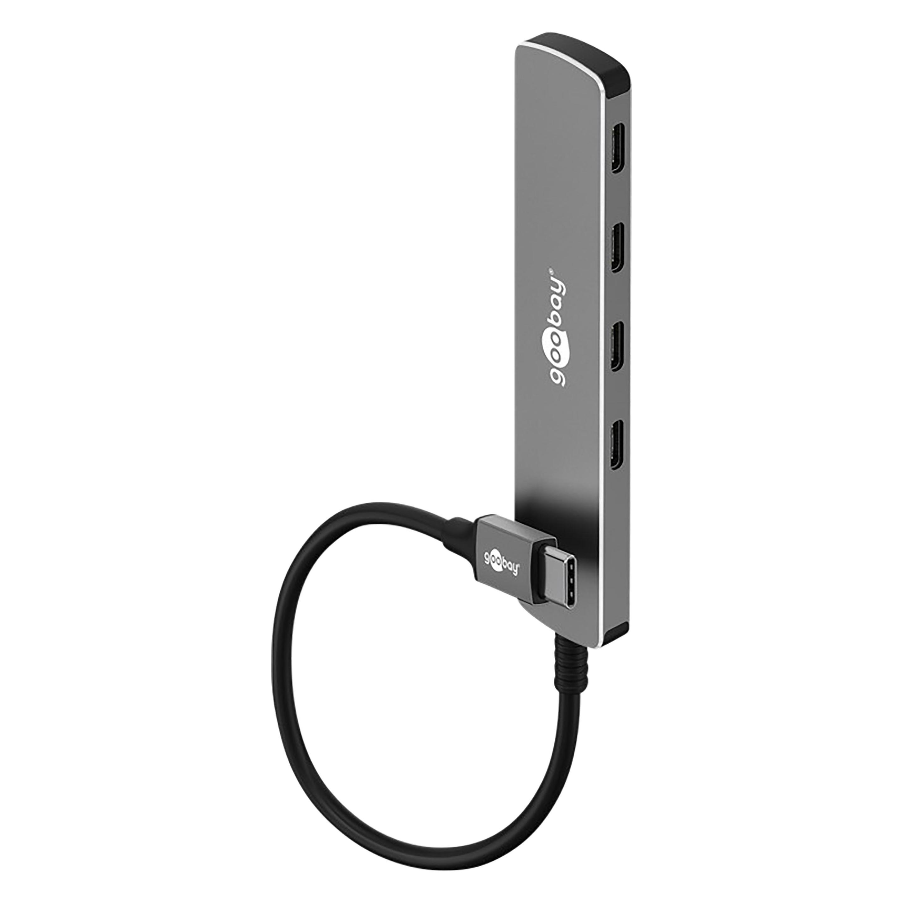 Goobay Slim 4-Port USB-Hub, USB-C auf USB-C, 5 Gbit/s (USB-C, 4 Ports) (79160)