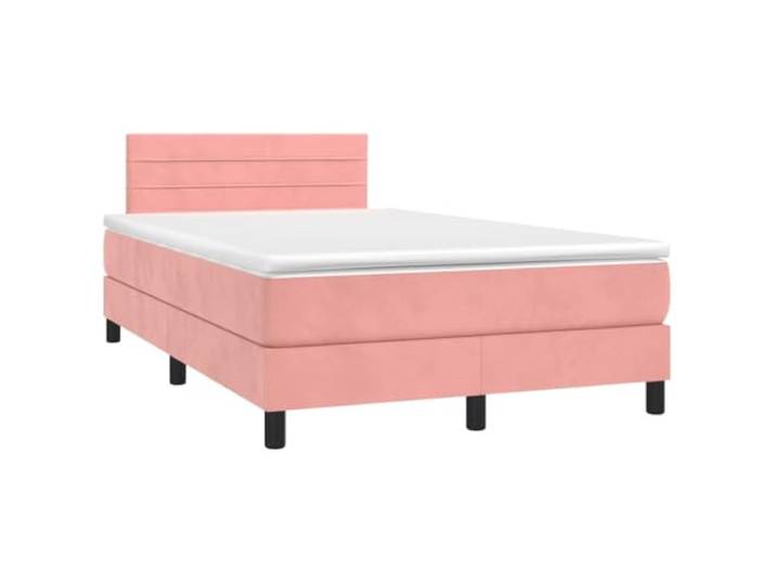 PUGYNBK Boxspringbett, Samt, Rosa, 120 x 190 cm Verstellbares Kopfteil, Taschenfedern, mittlere Festigkeit, weicher Bezug