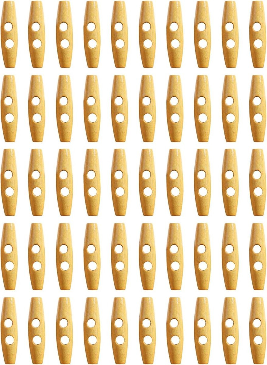 50 stuks Gebreide Knutselknopen - Houten Knopen met 2 Gaten - Beige