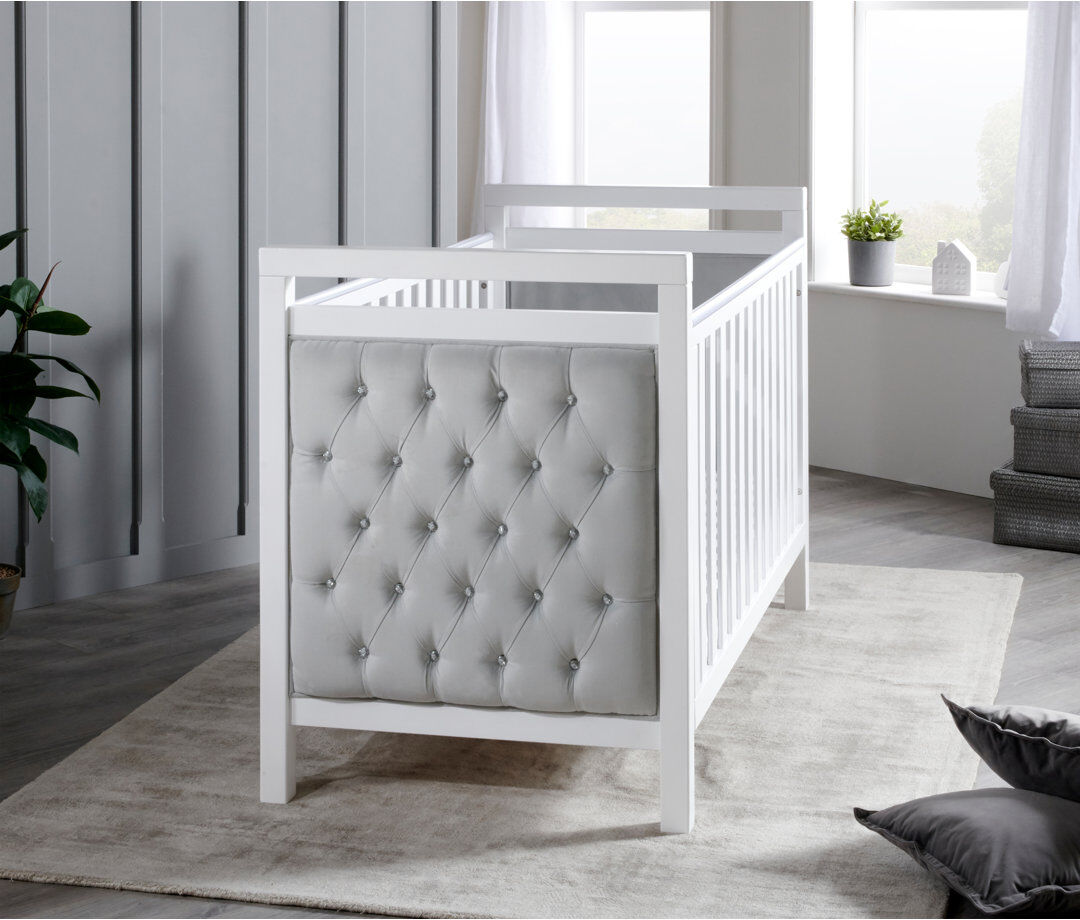 Babymore Velvet Deluxe Cot Bed White;Gray Round