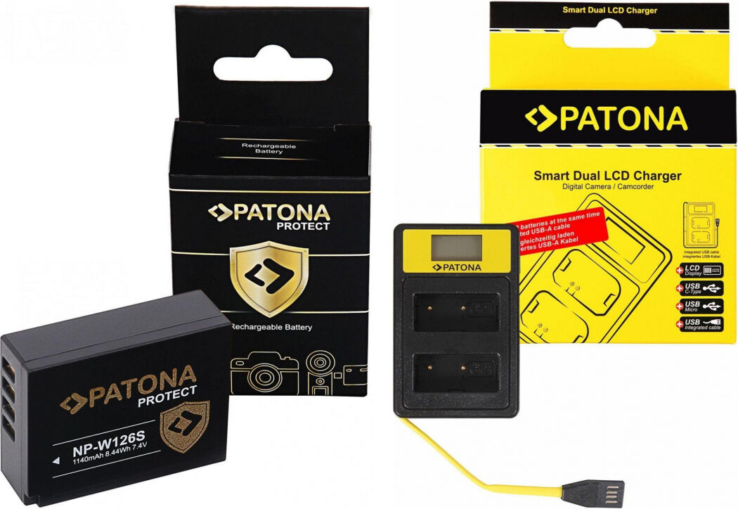 PATONA Dual USB Ladegerät + 2x Akku NP-W126