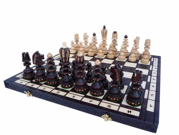 Holzprodukte Spiel Schach Schachspiel Schachbrett 55x55 Holz SET braun Geschnitzt Roman