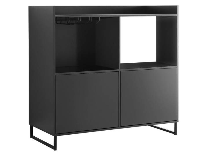 Carryhome Sideboard Mosel Weinschrank, Schwarz, Metall, 2 Fächer, 125x120x58 cm, stehend, Wohnzimmer, Kommoden & Sideboards, Sideboards