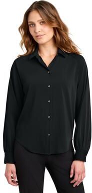 Mercer+Mettle MM2017 Women's Long Sleeve Buttery Soft Blouse in Deep Black size 4XL   97% polyester, 3% spandex